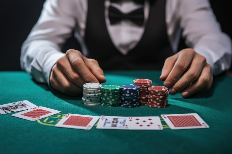 Perangkat mobile menunjukkan sesi live casino dengan dealer nyata